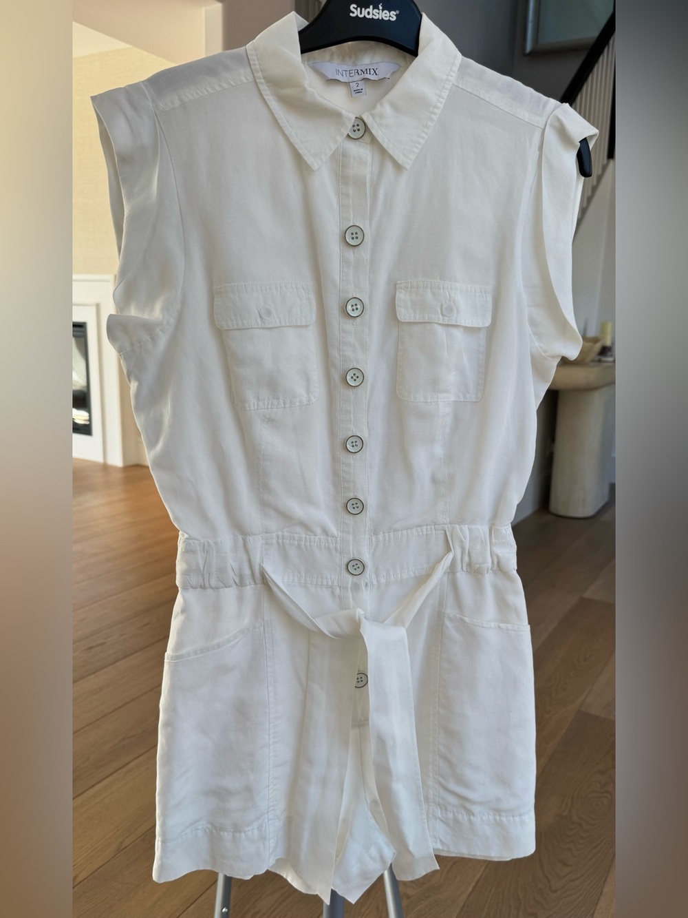 INTERMIX Cream Button-Front Collared Top - Picture 5 of 9